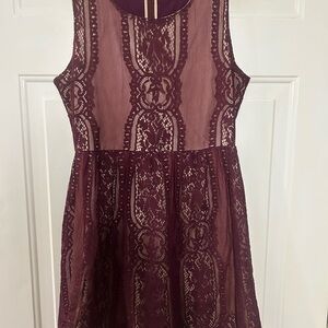 Altar'd State Burgundy Lace Dress